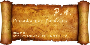 Pressburger Auróra névjegykártya